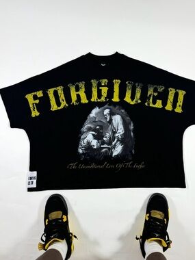 Black 'Forgiveness' Graphic Jesus Crewneck oversized Tee FDOC X NEO